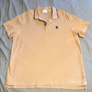 STAINED/USED!!! Burberry Men Tan Polo Shirt with Red Accents - BURW01W